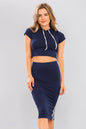 [$1/piece] Stripe Trim Hoodie Top & Skirt Set