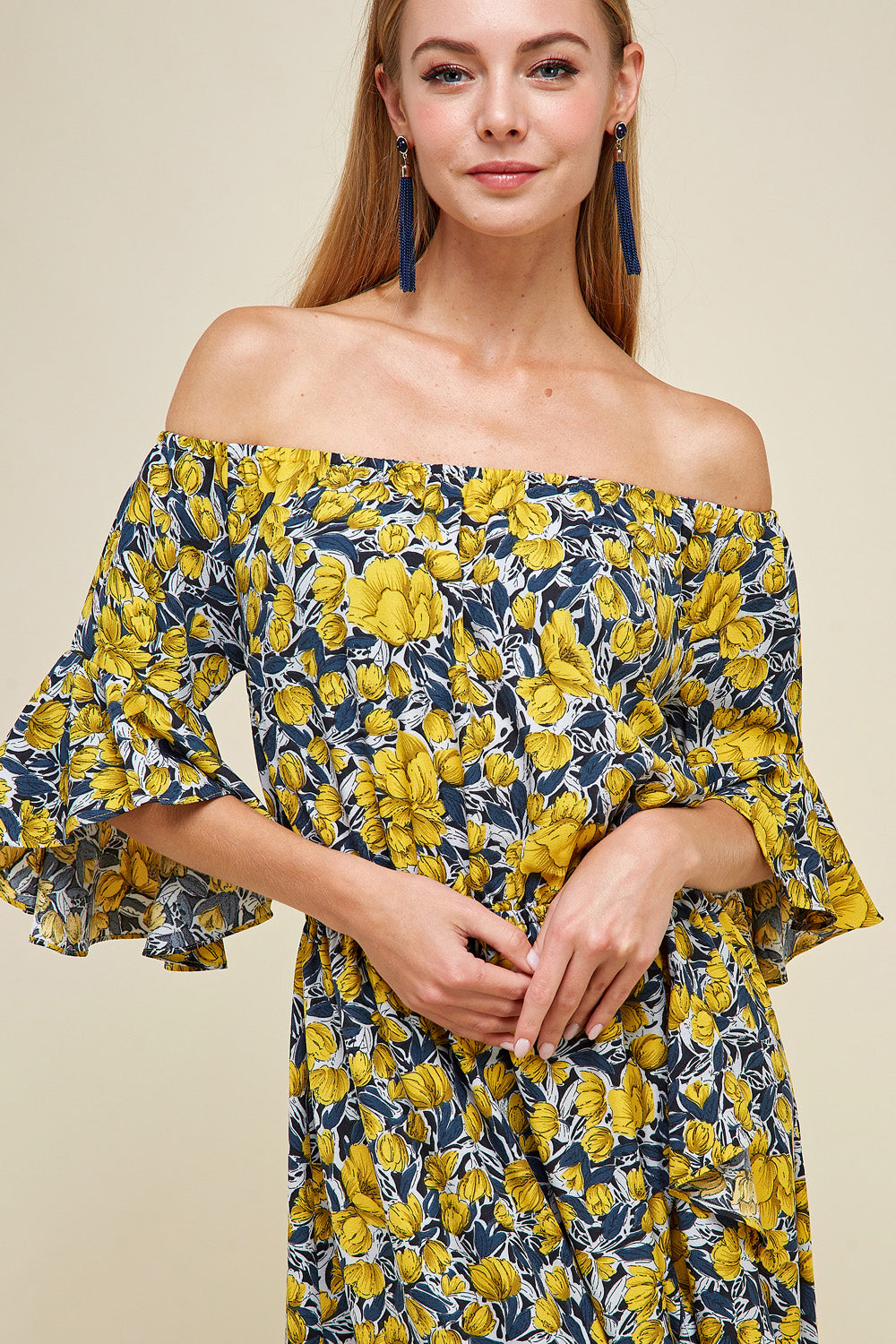 [$6/piece] Floral Ruffle Off Shoulder Dress