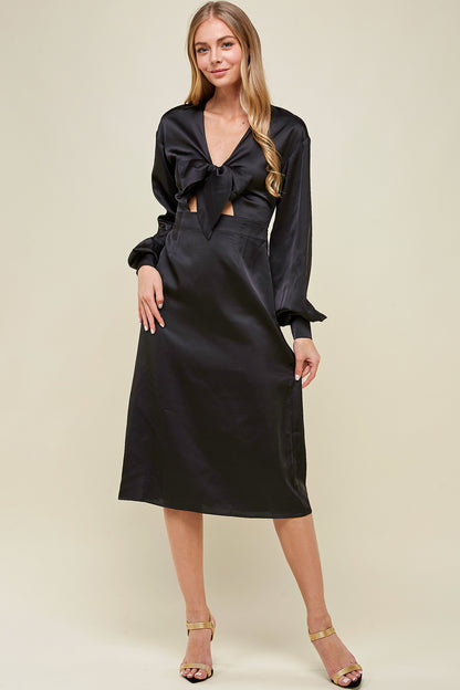 [$6/piece] Front tie satin midi dress