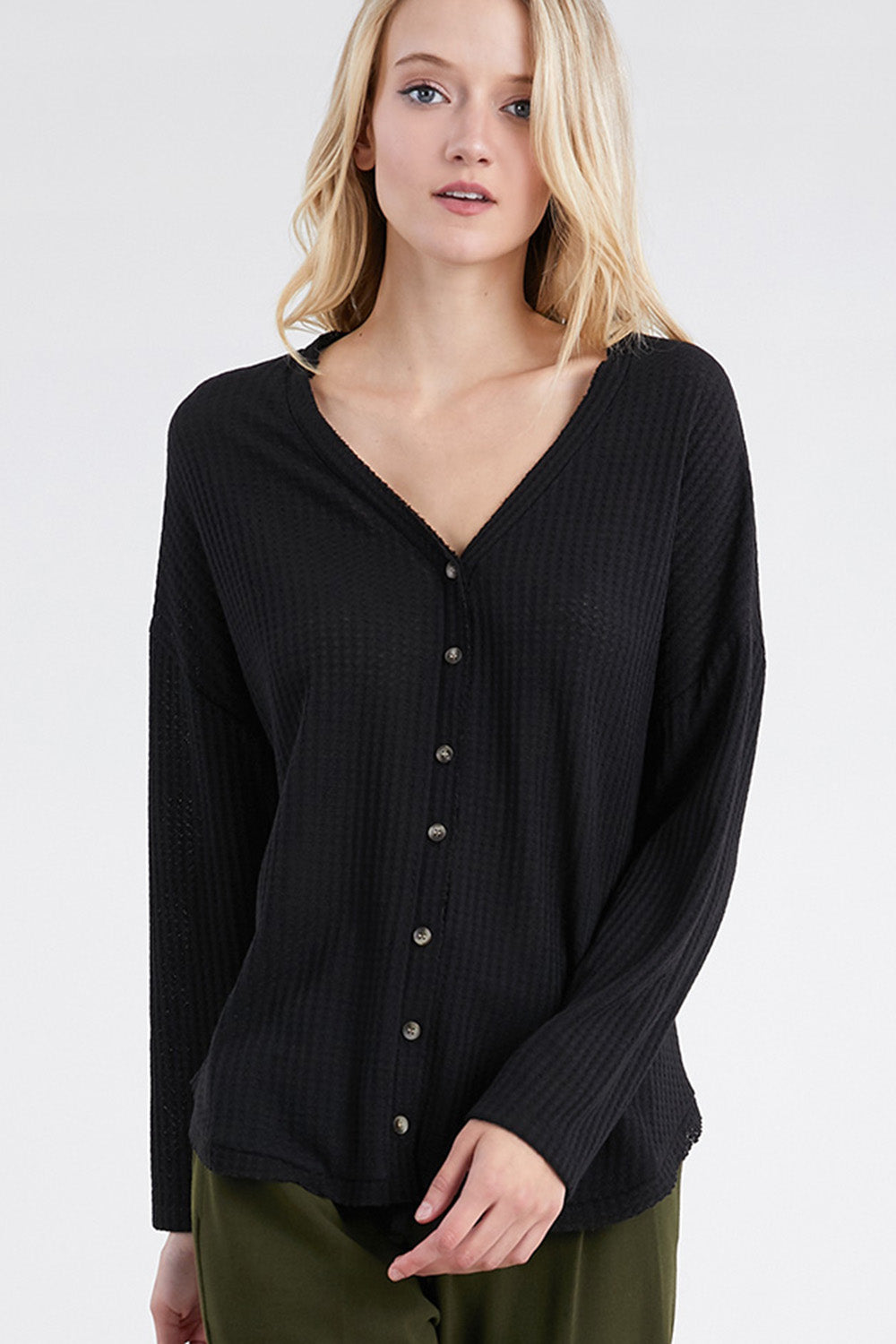 [$3/piece] Button Down Waffle Knit Top
