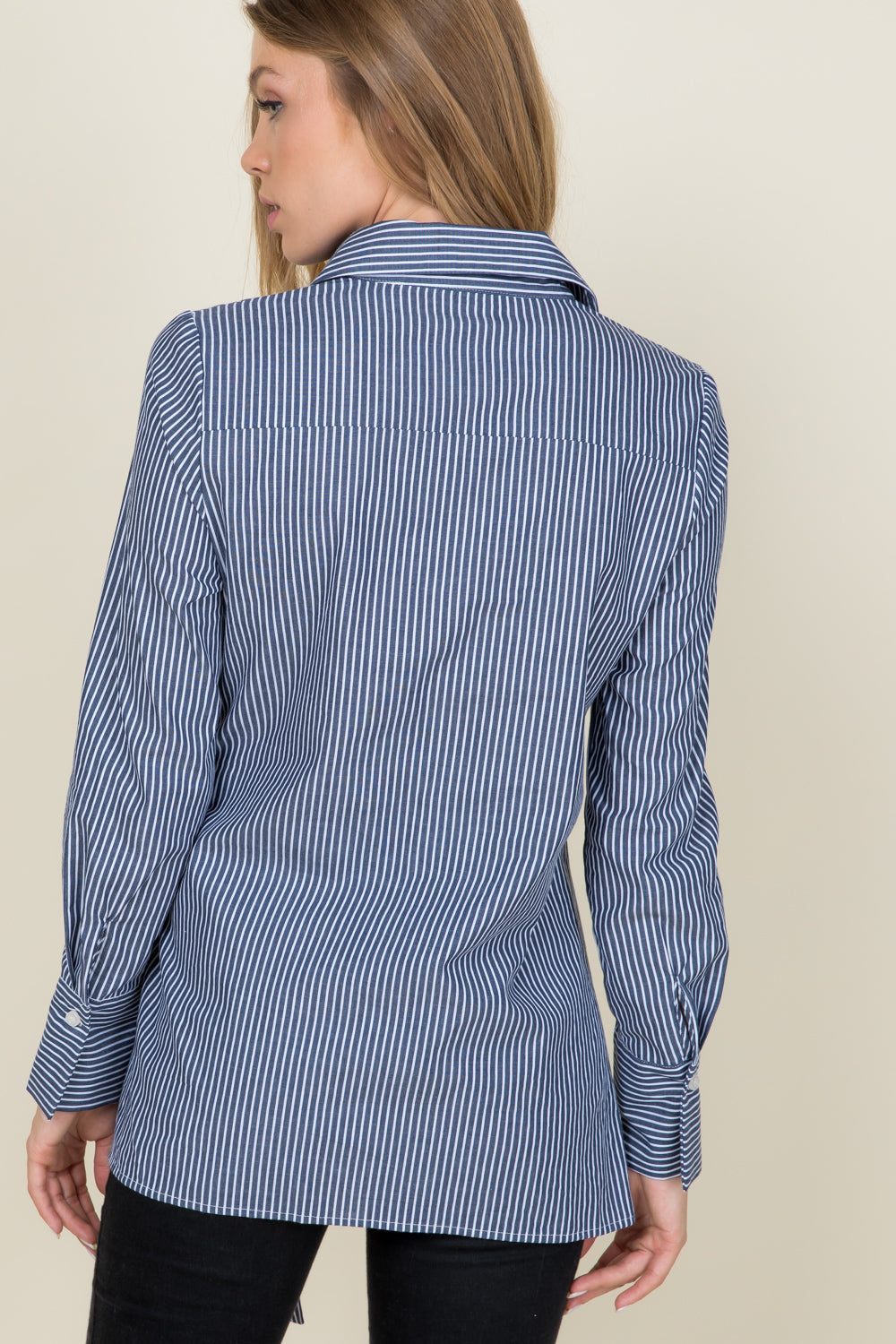 [$5/piece] Stripe front tie shirt