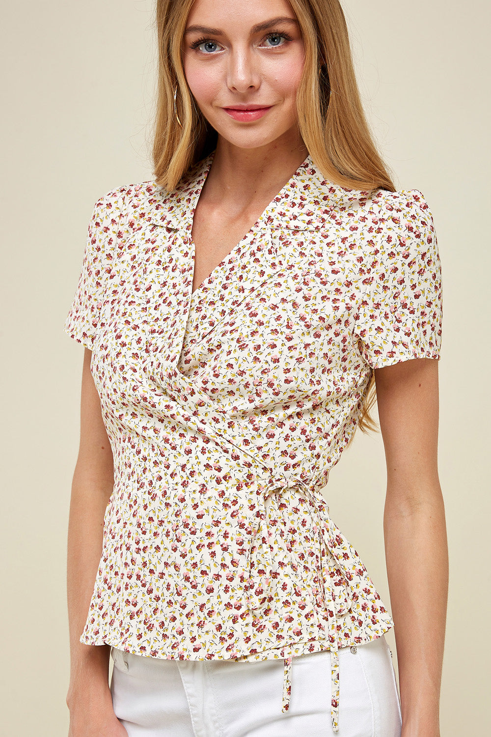 [$4/piece] Floral wrap blouse top