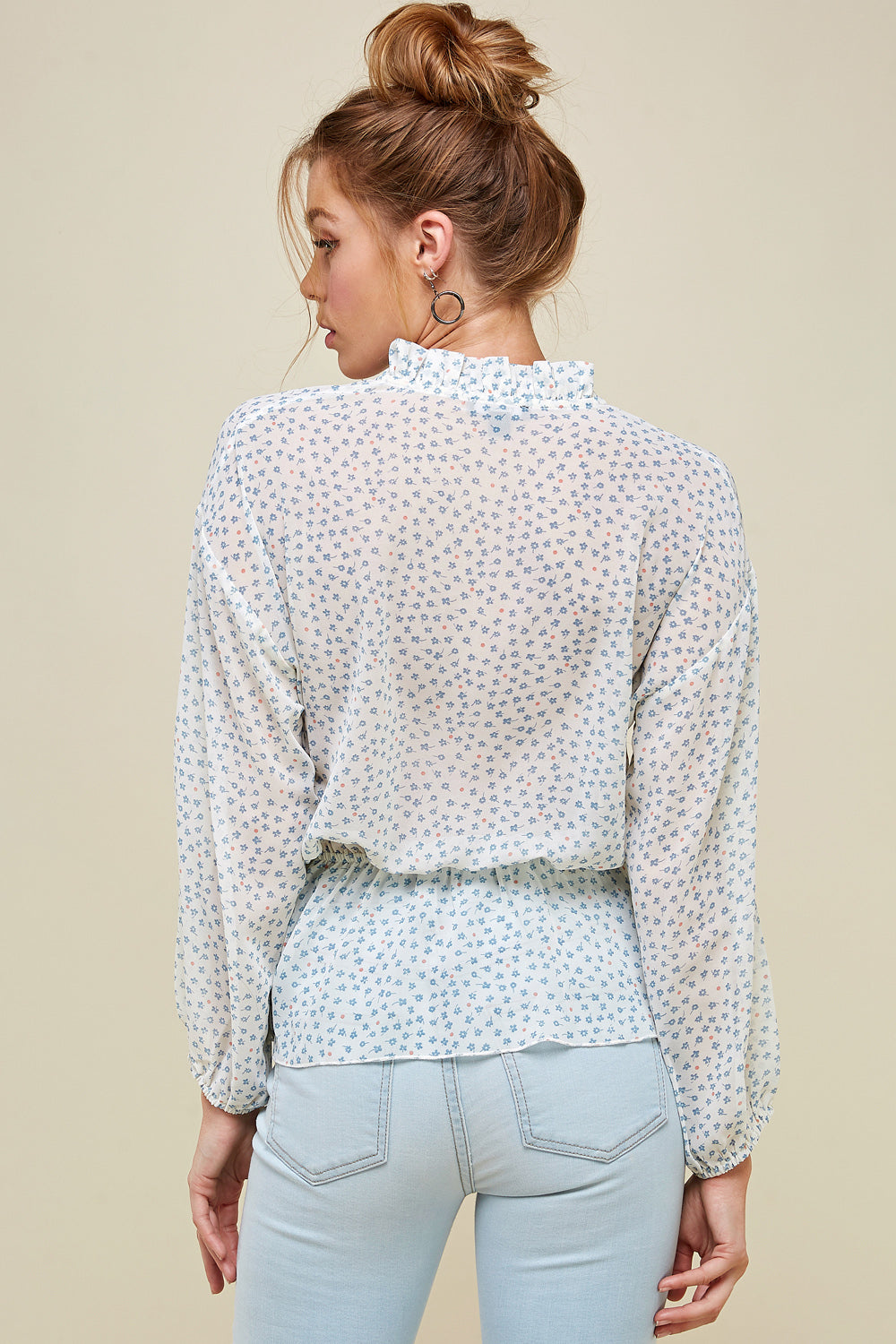 [$4/piece] Floral printed wrap blouse top