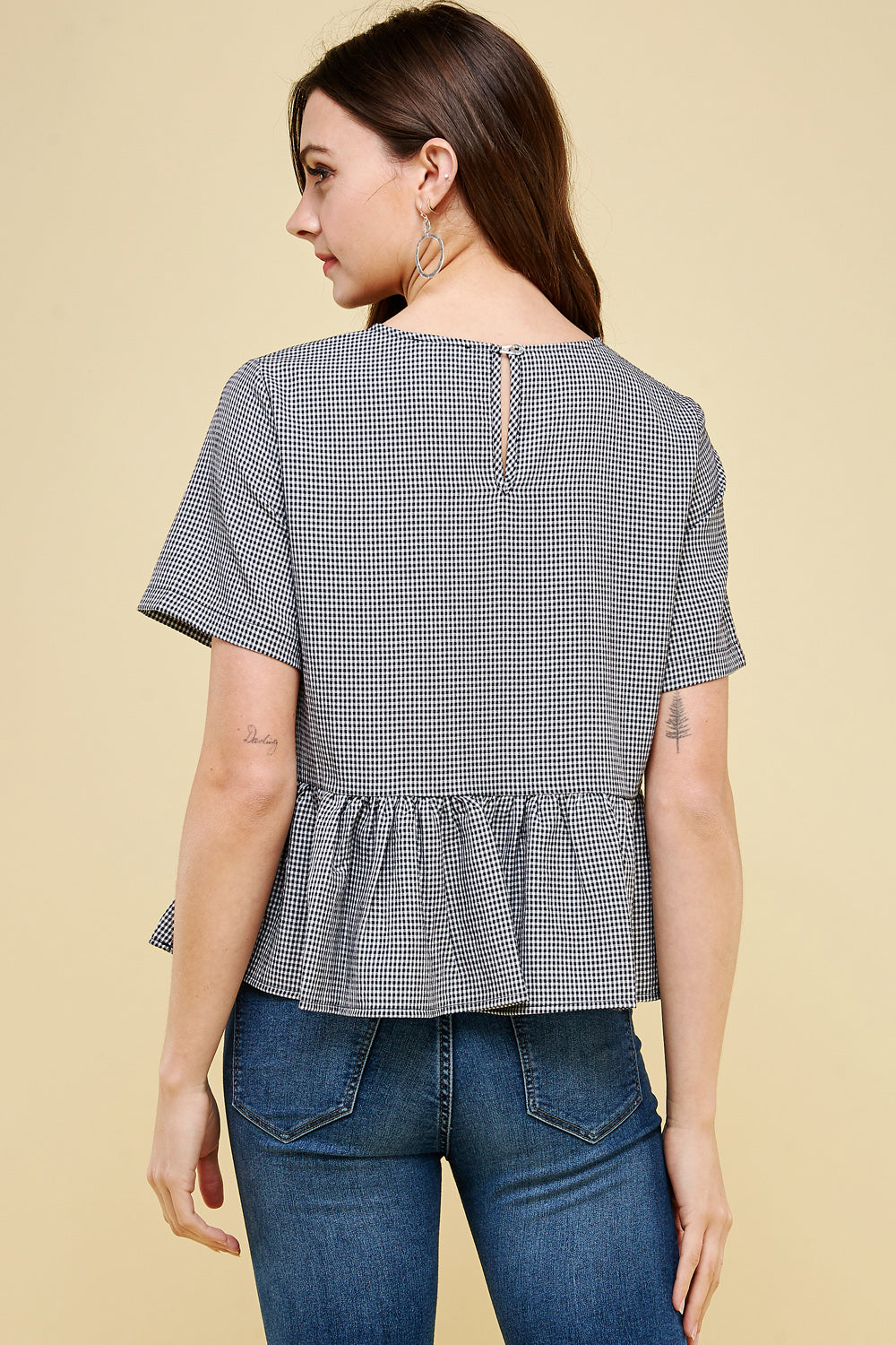 [$3/piece] Ruffle hemline plaid blouse top